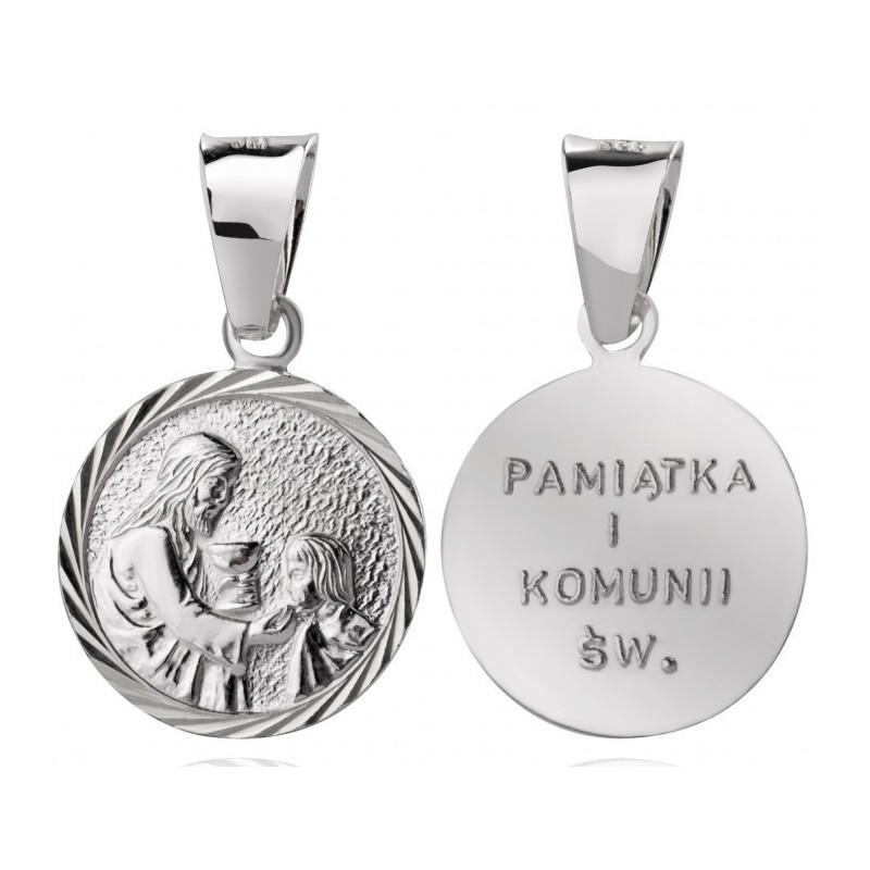 Srebrny medalik 925 – Pamiątka Pierwszej Komunii Świętej Dewocjonalia