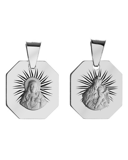 Srebrny medalik Szkaplerz 925 – Matka Boska Szkaplerzna z Jezusem