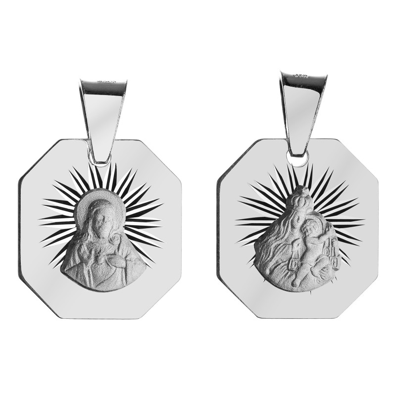 Srebrny medalik Szkaplerz 925 – Matka Boska Szkaplerzna z Jezusem