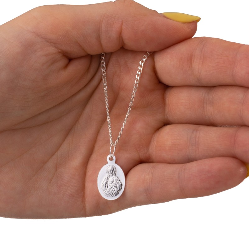 Srebrny komplet 925 – Duża Szkaplerzna z łańcuszkiem pancerka 45 cm