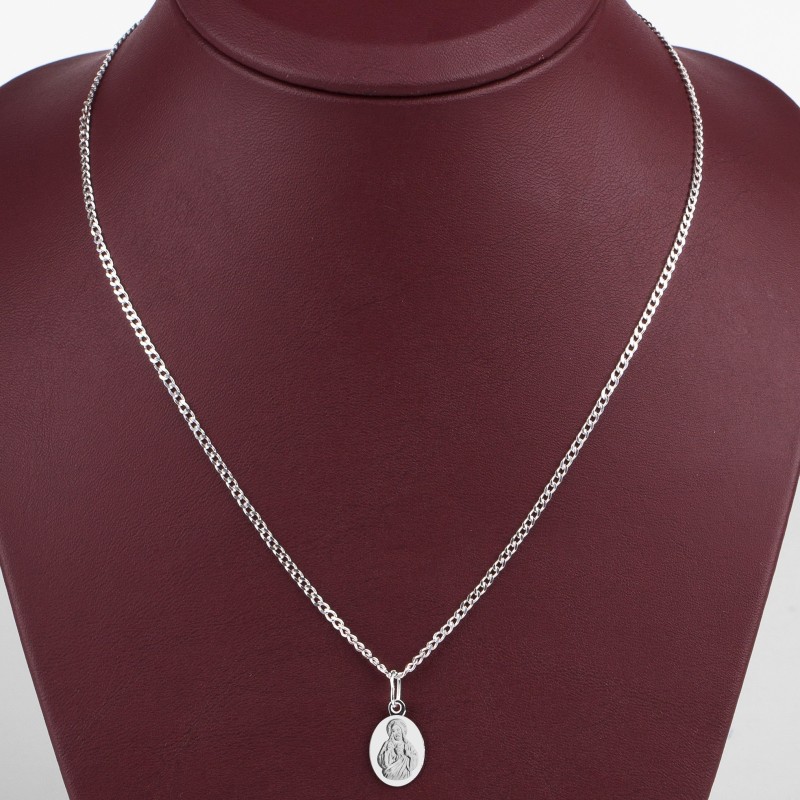 Srebrny komplet 925 – Duża Szkaplerzna z łańcuszkiem pancerka 45 cm