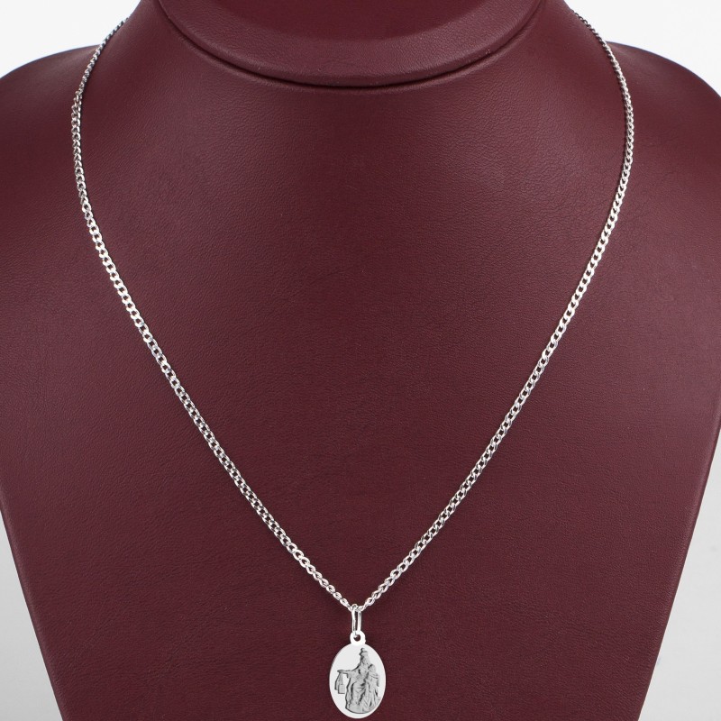 Srebrny komplet 925 – Duża Szkaplerzna z łańcuszkiem pancerka 45 cm