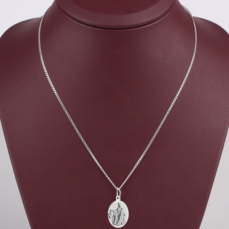 Srebrny komplet 925 – Mała Szkaplerzna z łańcuszkiem pancerka