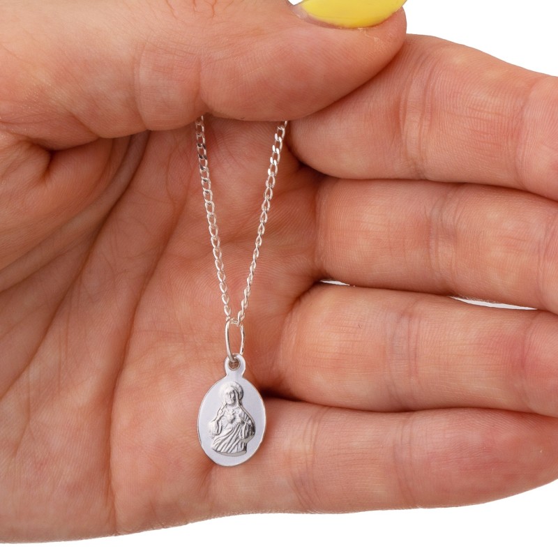 Srebrny komplet 925 – Mała Szkaplerzna z łańcuszkiem pancerka