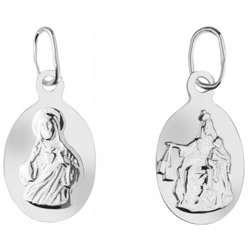 Srebrny komplet 925 – Mała Szkaplerzna z łańcuszkiem pancerka