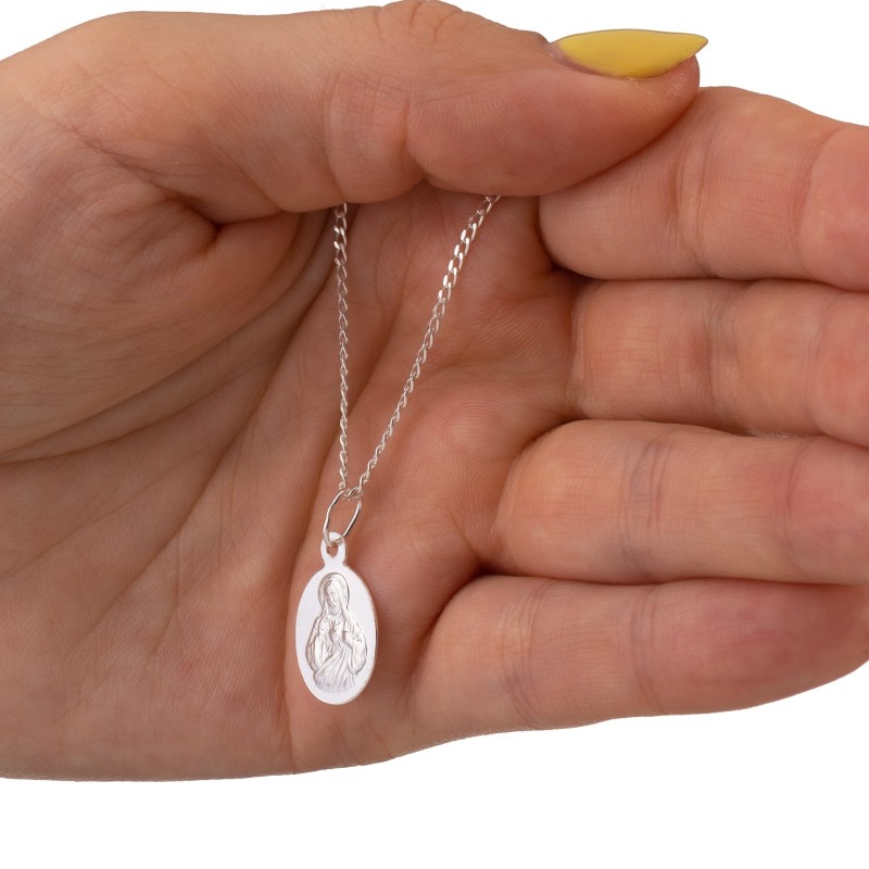 Komplet srebrny łańcuszek pancerka 1,8 g + medalik duża szkaplerzna 925