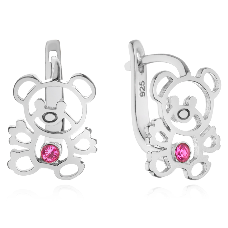 Srebrne kolczyki dla dziewczynki misie angielskie 925