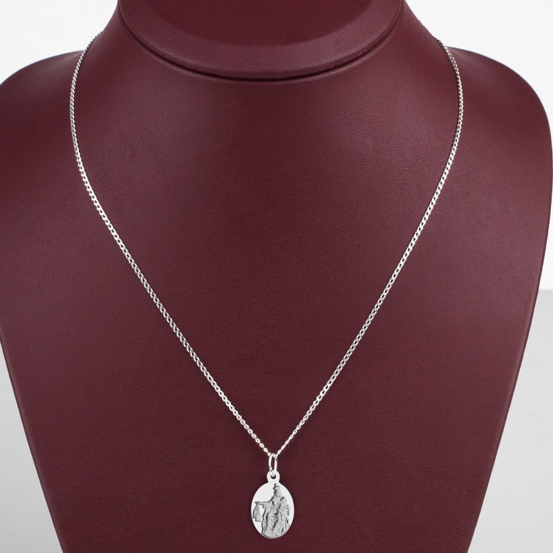 Srebrny komplet 925 – Duża Szkaplerzna z łańcuszkiem pancerka