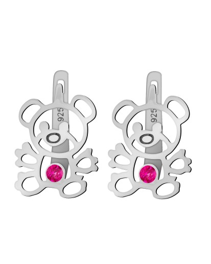 Srebrne kolczyki dla dziewczynki wiszące misie srebro 925