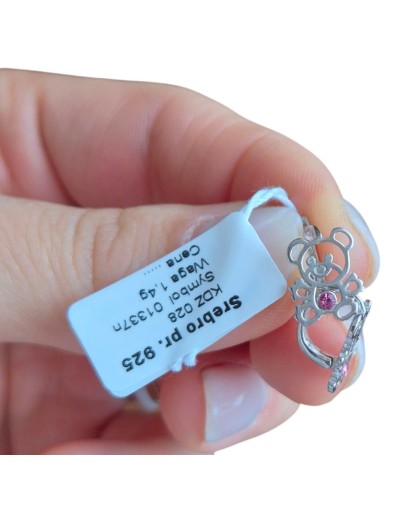 Srebrne kolczyki dla dziewczynki misie angielskie 925