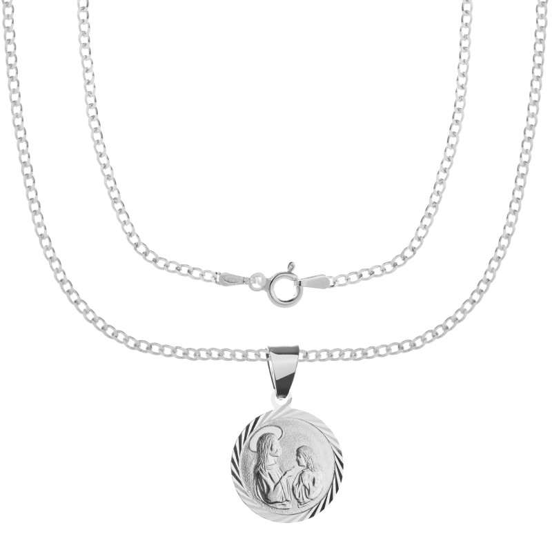 Komplet komunijny srebrny 925 – medalik + łańcuszek pancerka| Pamiątka