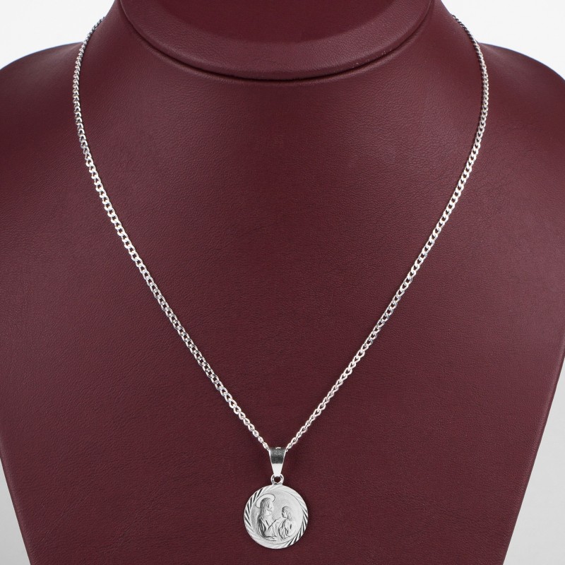 Komplet komunijny srebrny 925 – medalik + łańcuszek pancerka| Pamiątka