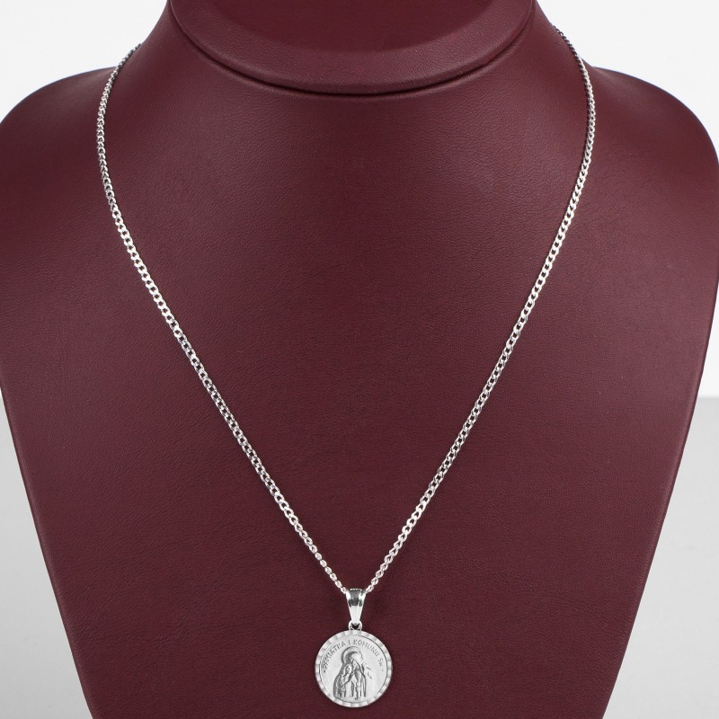 Komplet srebrny łańcuszek pancerka 2,80 g + medalik pamiątka pierwszej komunii świętej 925