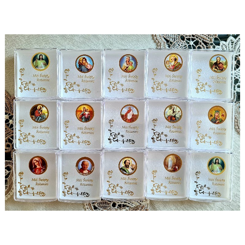 Plastikowe pudełko na różaniec święty