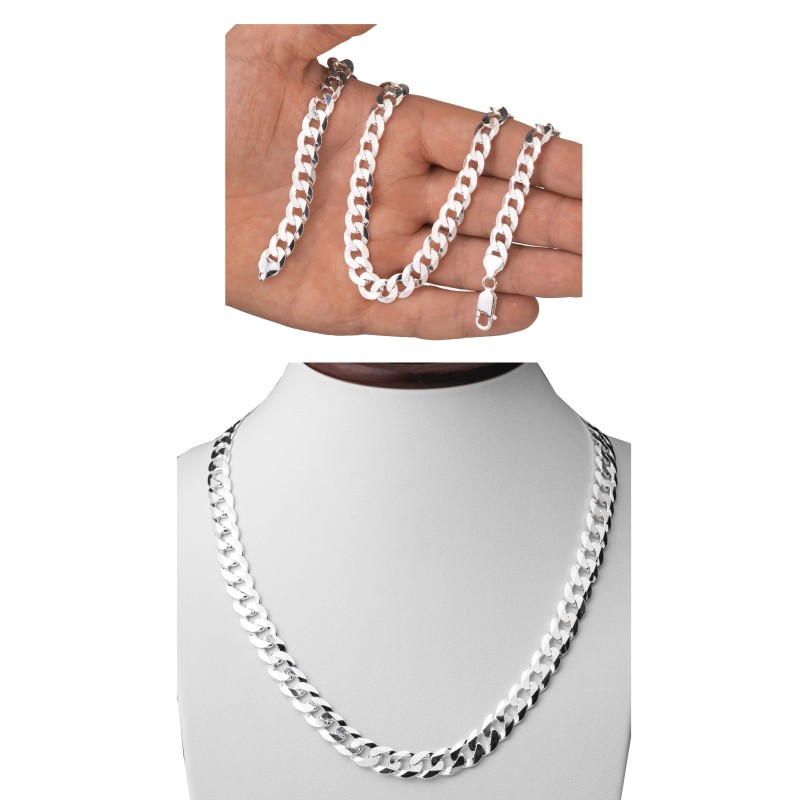 Gruby łańcuszek srebrny Pancerka 9,1 mm męski | 50–60 cm | 925