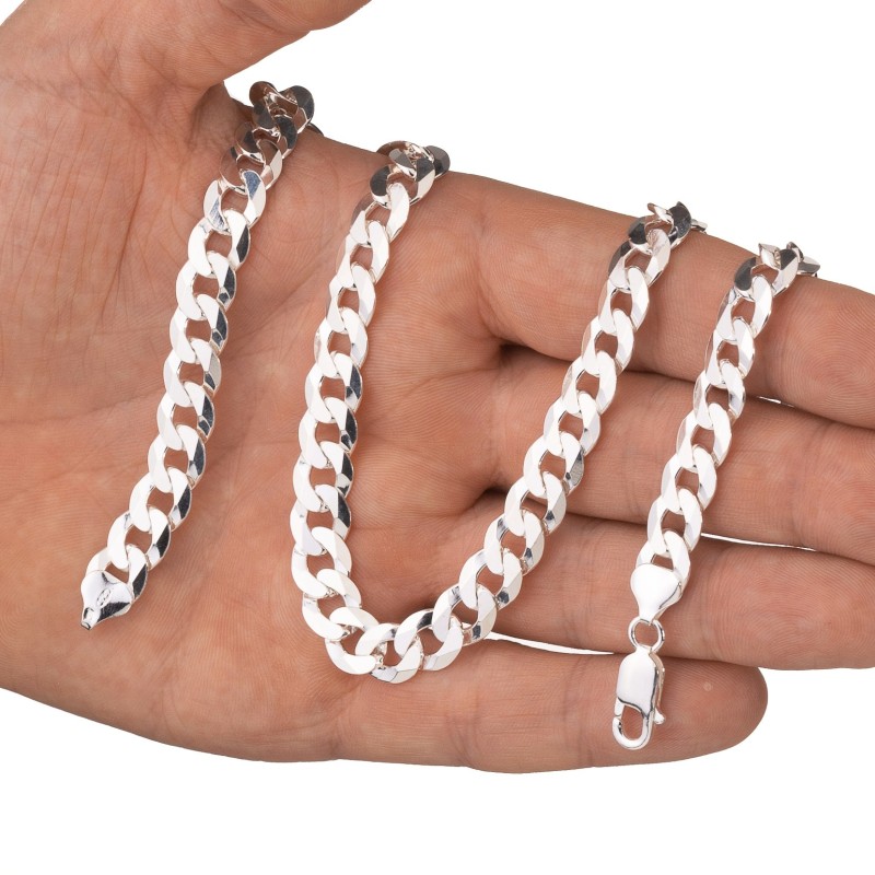 Gruby łańcuszek srebrny Pancerka 9,1 mm męski | 50–60 cm | 925