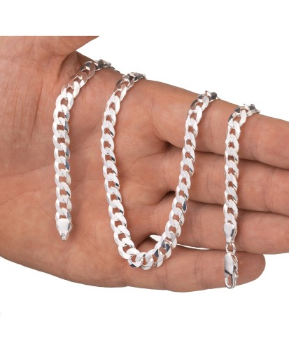 Srebrny łańcuszek Pancerka gruby męski 7,1 mm | 50–60 cm | 925