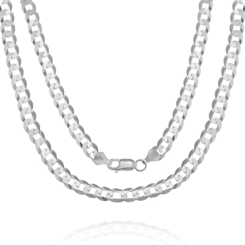 Srebrny łańcuszek Pancerka gruby męski 6,4 mm | 45–60 cm | 925