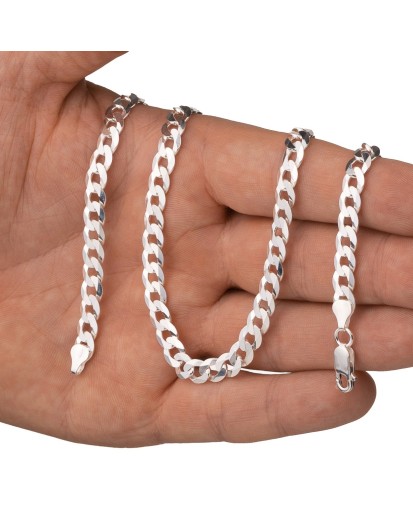 Srebrny łańcuszek Pancerka gruby męski 6,4 mm | 45–60 cm | 925