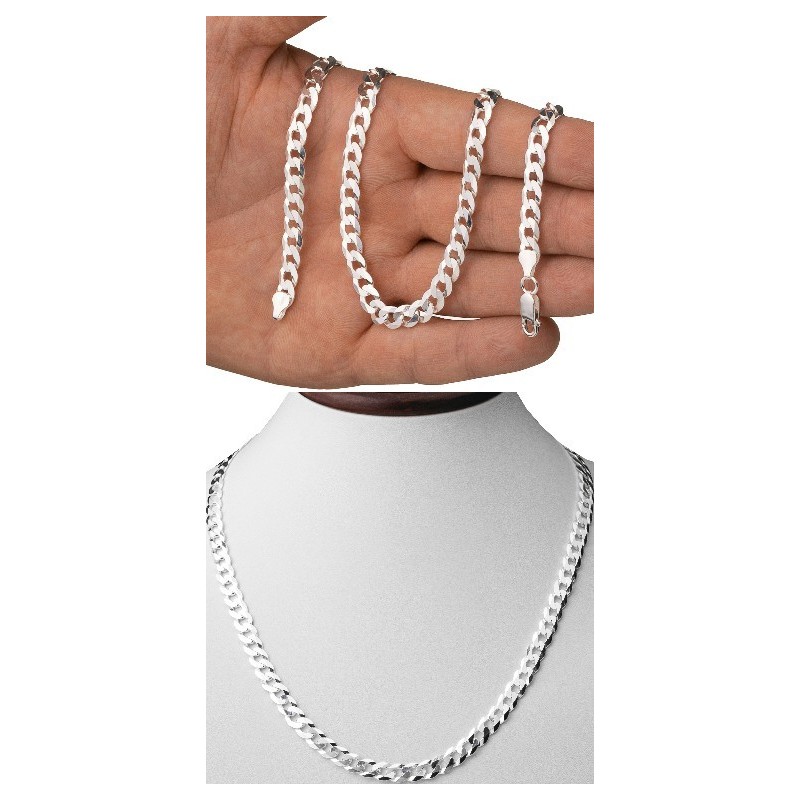 Srebrny łańcuszek pancerka gruby męski 6,4 mm 45-60 cm 925