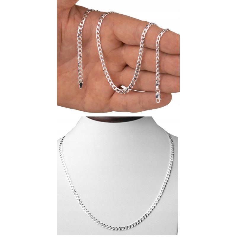 Srebrny łańcuszek Pancerka gruby męski 4,2 mm | 45–60 cm | 925