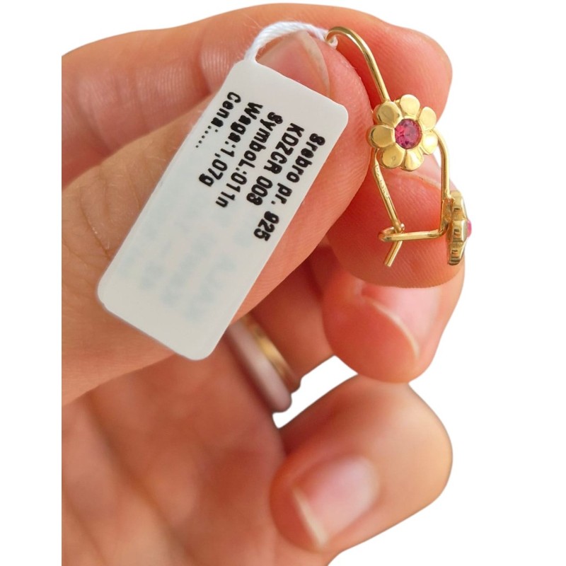 SREBRNE KOLCZYKI DLA DZIEWCZYNKI POZŁACANE WISZĄCE KWIATKI SREBRO 925