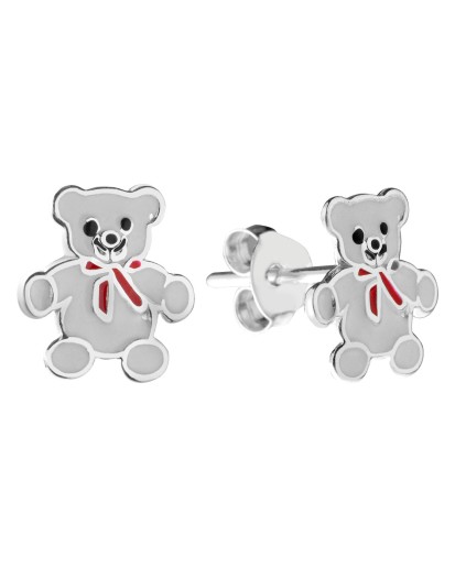 Srebrne kolczyki dla dzieci misie wkrętki srebro pr.925