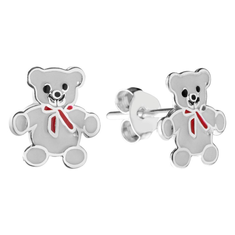 Srebrne kolczyki dla dzieci misie wkrętki srebro pr.925