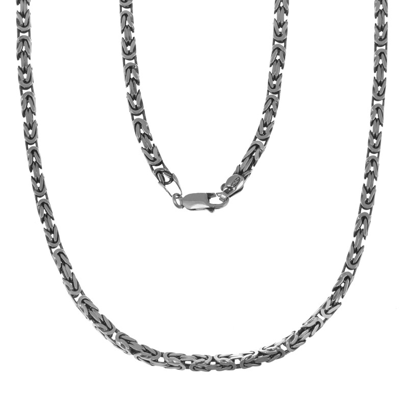 Srebrny łańcuszek królewski 3 mm 50–55 cm oksydowany 925 | KALA SILVER