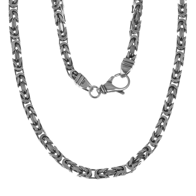 SREBRNY MĘSKI ŁAŃCUSZEK OKSYDOWANY KRÓLEWSKI 55cm 5MM