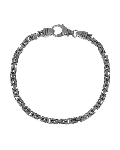 Srebrna bransoletka królewska męska 4 mm oksydowana 925