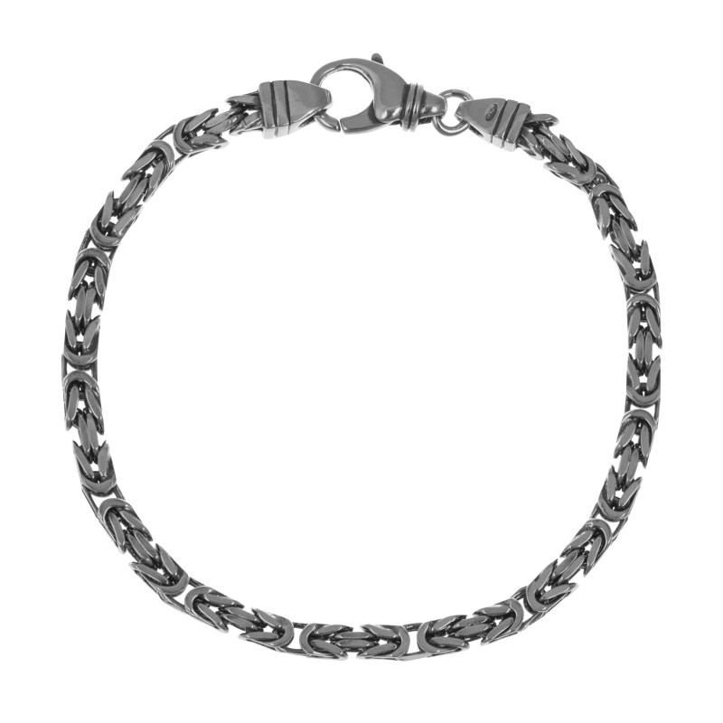 Srebrna bransoletka królewska męska 4 mm oksydowana 925