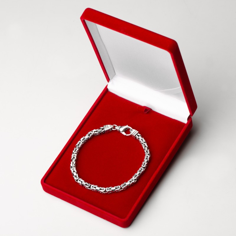 Srebrna bransoletka królewska męska 4 mm oksydowana 925