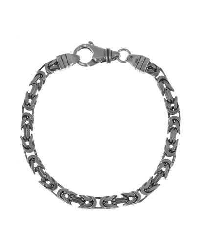 SREBRNA BRANSOLETKA MĘSKA OKSYDOWANA KRÓLEWSKA 23cm 6MM