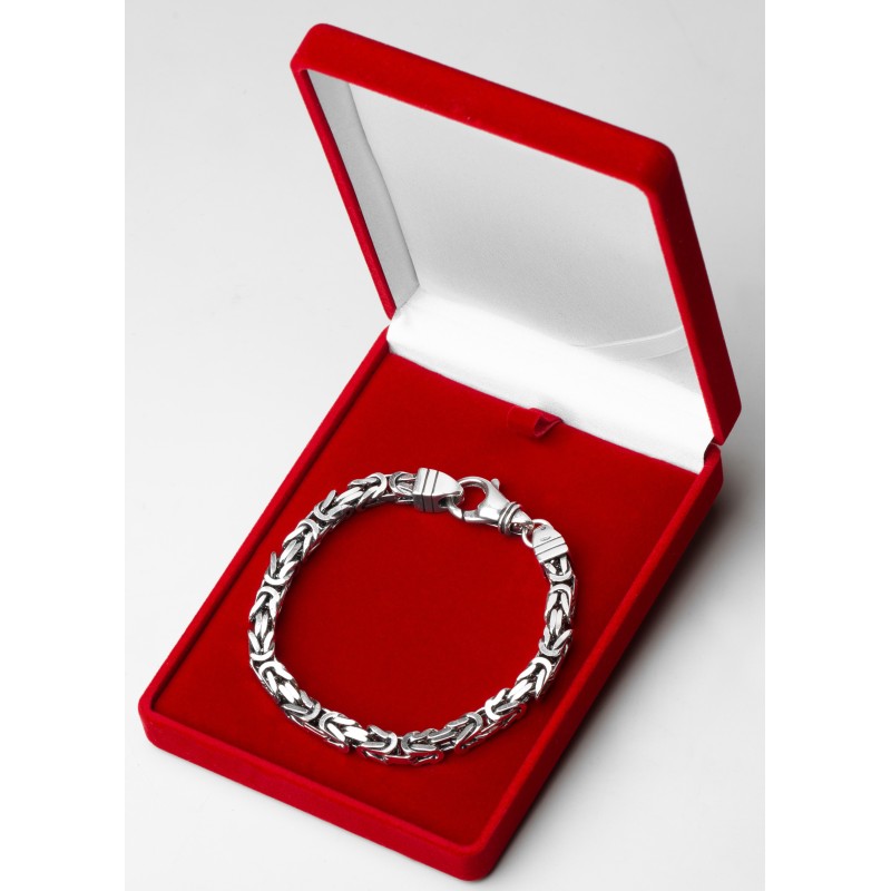 SREBRNA BRANSOLETKA MĘSKA OKSYDOWANA KRÓLEWSKA 23cm 6MM