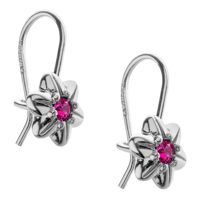 Srebrne rodowane kolczyki dla dziewczynki wiszące z cyrkonią 925