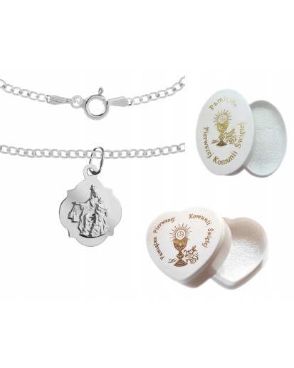 Szkaplerzna Koniczynka 925 – srebrny komplet z łańcuszkiem pancerka