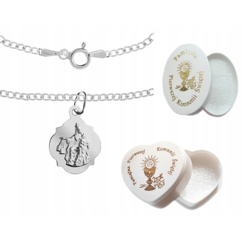 Komplet srebrny łańcuszek pancerka 2,8 g + szkaplerzna koniczynka 925