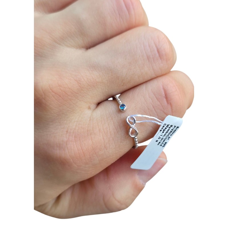 Regulowany pierścionek srebrny rodowany – nieskończoność