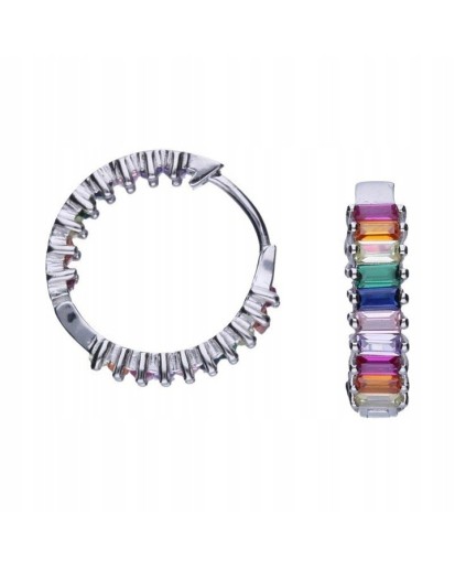 SREBRNE DAMSKIE KOLCZYKI ANGIELSKIE KÓŁECZKA CYRKONIE RODOWANE 925