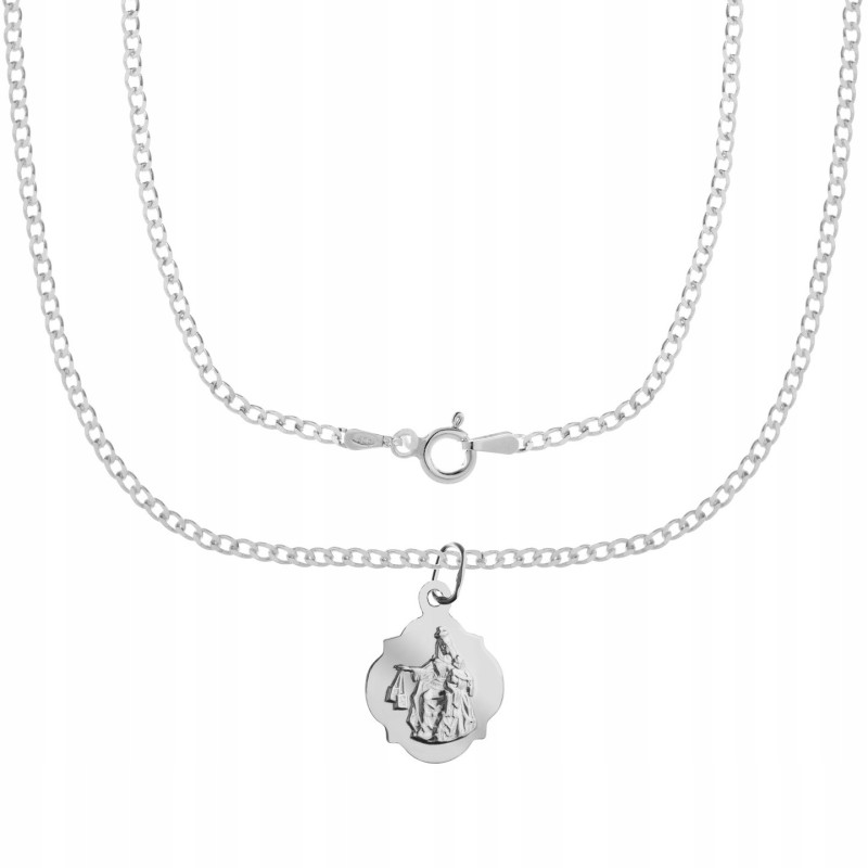 Komplet srebrny łańcuszek pancerka 1,8 g + szkaplerzna koniczynka 925