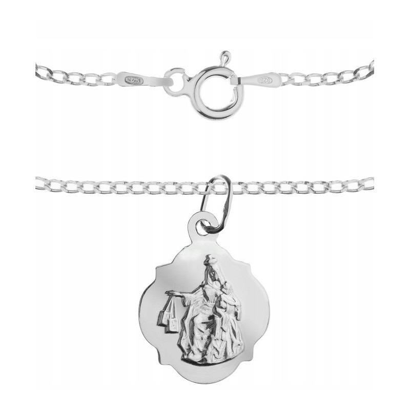 Srebrny komplet 925 – Szkaplerzna Koniczynka z łańcuszkiem pancerka