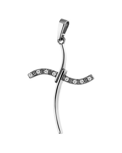 SREBRNY KRZYŻYK OKSYDOWANY Z CYRKONIAMI WISIOREK 925