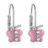 Srebrne kolczyki dla dziewczynki różowe wiszące motyle srebro próby 925