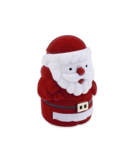 Pudełko welurowe świąteczne czerwony mikołaj na kolczyki pierścionek