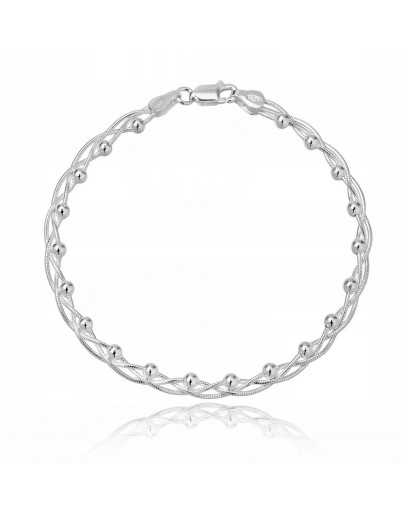 Srebrna bransoletka damska żmijka warkocz włoska 925|18 cm