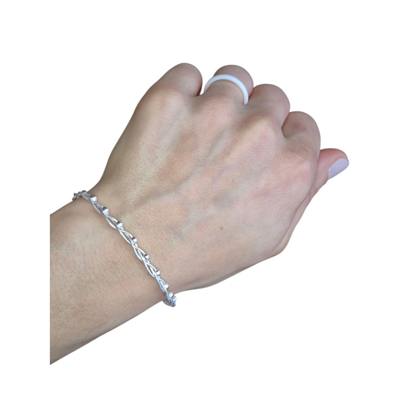 Srebrna bransoletka damska żmijka warkocz włoska 925|18 cm