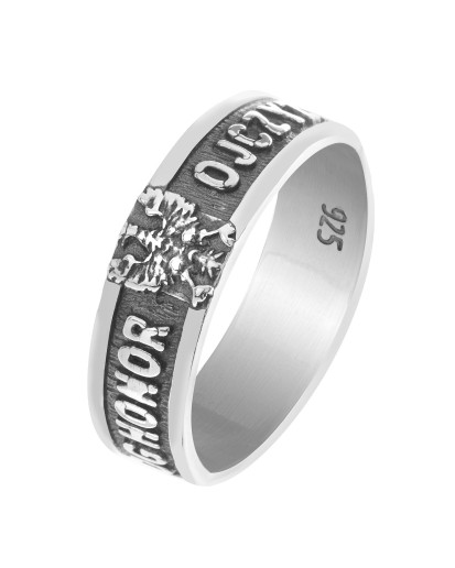 Męska obrączka patriotyczna 925 – srebro oksydowane