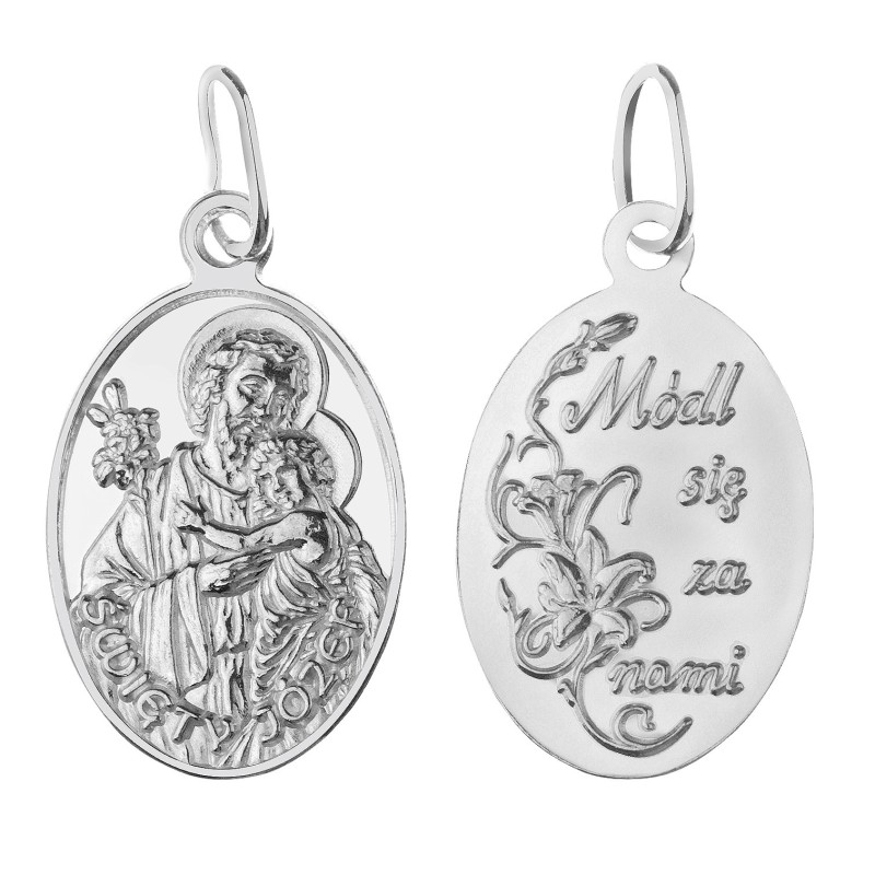 MEDALIK SREBRNY ŚWIĘTY JÓZEF Z NAZARETU SREBRO 925 MAŁY
