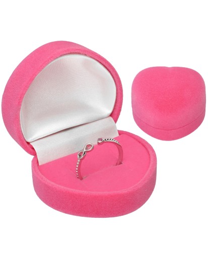 PUDEŁECZKO WELUROWE RÓŻOWE NA PIERŚCIONEK KOLCZYKI SERCE
